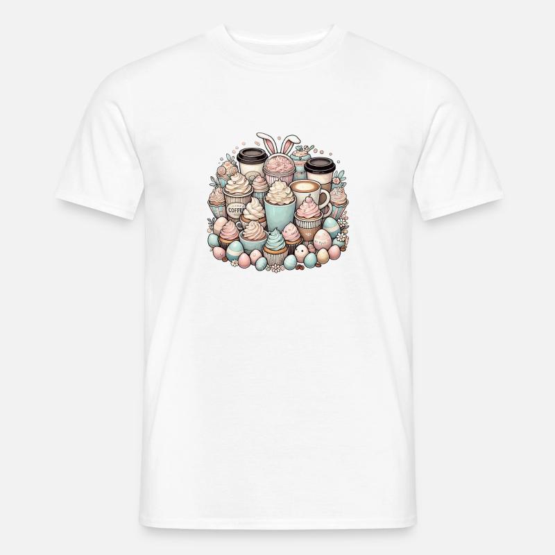 Ostern Kaffee Osterhase Kaffeetrinker - Männer T-Shirt - Weiß
