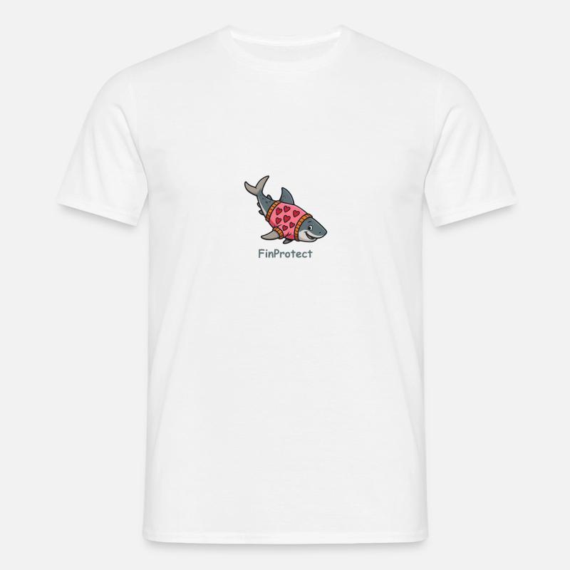 Comic Hai mit Herzpullover - Männer T-Shirt - Weiß