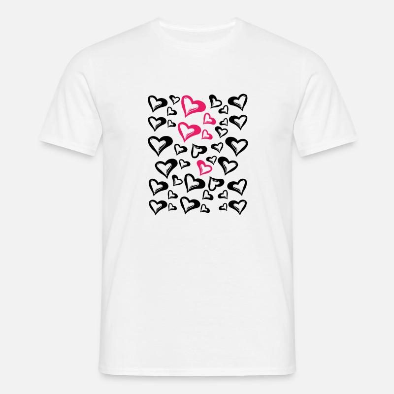Hjerter - T-shirt til herrer - hvid
