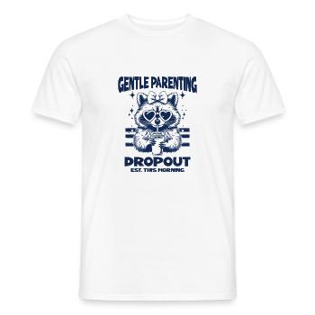 Gentle Parenting Dropout Sarcastic Mom Raccoon - Men's T-Shirt - white - Front - AI Model Male 178 dark (178cm)