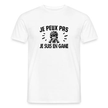 je peux pas je suis en game - T-shirt homme - blanc - Devant - AI Model Male 178 dark (178cm)