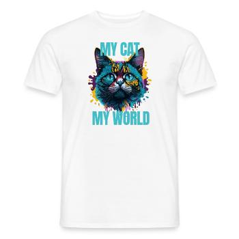 Mon chat, mon monde - Cat Design - T-shirt homme - blanc - Devant - AI Model Male 178 dark (178cm)
