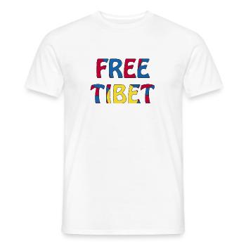 tibet libre - T-shirt homme - blanc - Devant - AI Model Male 178 dark (178cm)
