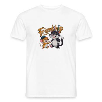 Friends Forever Cat and Mouse Friendship - Men's T-Shirt - white - Front - AI Model Male 178 dark (178cm)