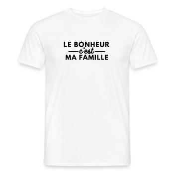 Le bonheur c'est ma famille - T-shirt homme - blanc - Devant - AI Model Male 178 dark (178cm)