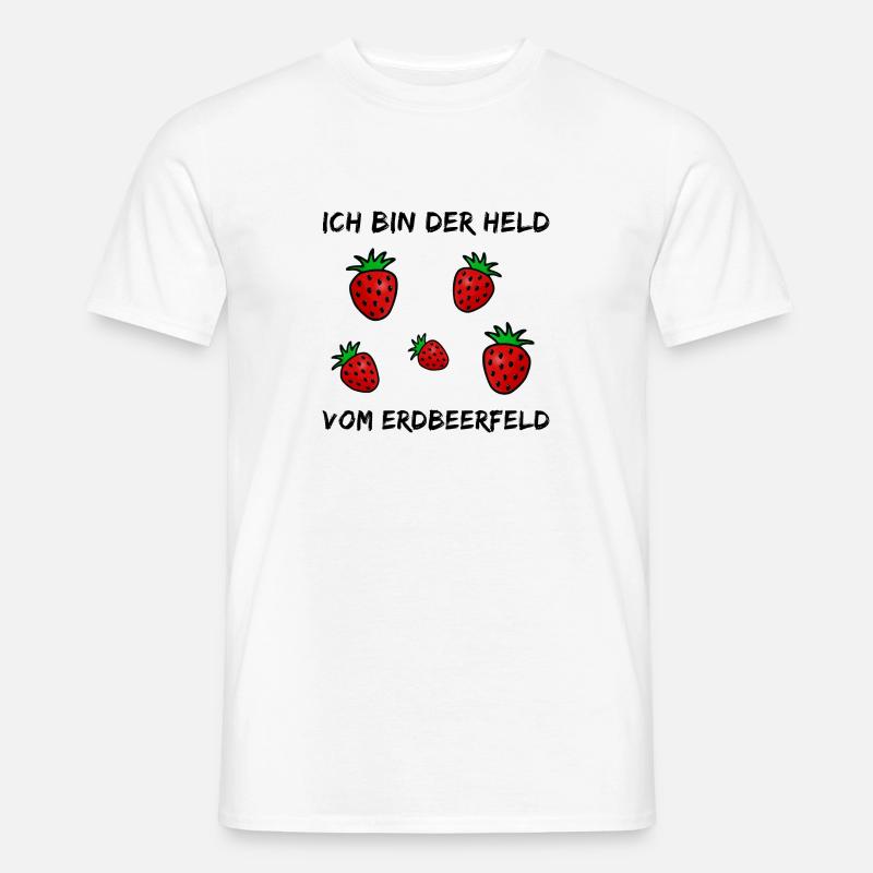 Witziger Spruch - Ich bin der Held vom Erdbeerfeld - Männer T-Shirt - Weiß