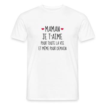 Maman je t'aime - Mère - Bébé - Naissance - Amour - T-shirt homme - blanc - Devant - AI Model Male 178 dark (178cm)