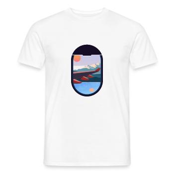 Travel Airplane Windows Landscape Nature - Men's T-Shirt - white - Front - AI Model Male 178 dark (178cm)