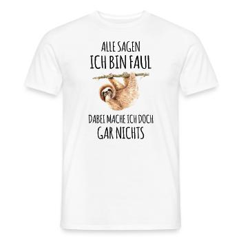 Faultier faul Faulheit Faulenzer Chiller Sprüche - Männer T-Shirt - Weiß - Vorne - AI Model Male 178 dark (178cm)
