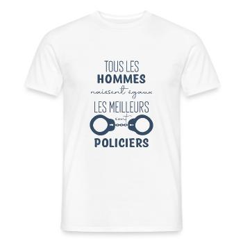 Policier - T-shirt homme - blanc - Devant - AI Model Male 178 dark (178cm)
