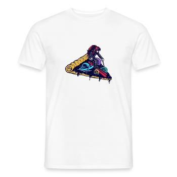 Skiing on a pizza - Men's T-Shirt - white - Front - AI Model Male 178 dark (178cm)