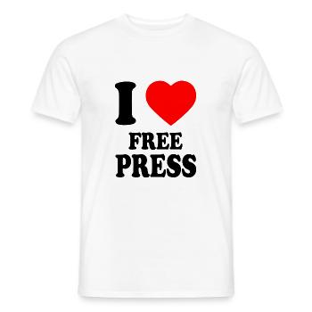 i love free press - T-shirt homme - blanc - Devant - AI Model Male 178 dark (178cm)
