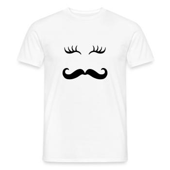 Moustache et cils - T-shirt homme - blanc - Devant - AI Model Male 178 dark (178cm)