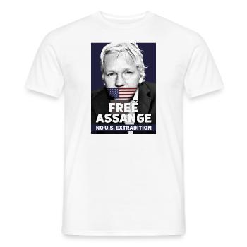Free Assange - Keine US-Auslieferung - Männer T-Shirt - Weiß - Vorne - AI Model Male 178 dark (178cm)