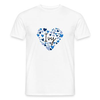 Conception de nom de lierre avec des cœurs bleus en forme de cœur - T-shirt homme - blanc - Devant - AI Model Male 178 dark (178cm)