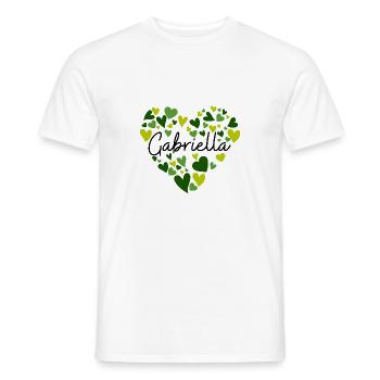 gabriella Name Design with Heart-Shaped green Hear - Men's T-Shirt - white - Front - AI Model Male 178 dark (178cm)
