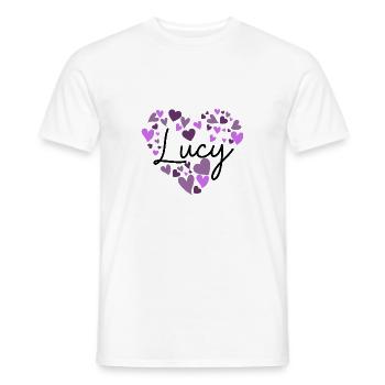 lucy Namensdesign mit herzförmigen lila Herzen - Männer T-Shirt - Weiß - Vorne - AI Model Male 178 dark (178cm)