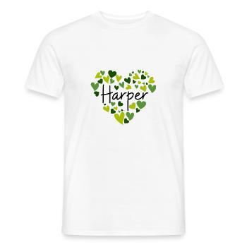 Harper Namensdesign mit herzförmigen grünen Herzen - Männer T-Shirt - Weiß - Vorne - AI Model Male 178 dark (178cm)
