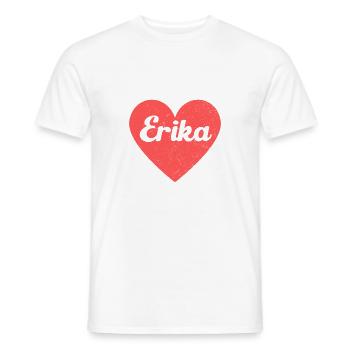 Erika Name Rotes Herz Liebe Fan Retro - Männer T-Shirt - Weiß - Vorne - AI Model Male 178 dark (178cm)