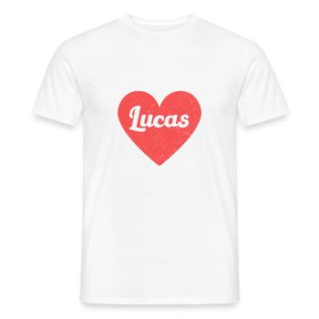 Lucas Nom Coeur Rouge Amour Fan Rétro - T-shirt homme - blanc - Devant - AI Model Male 178 dark (178cm)