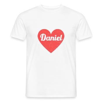 Daniel Name Rotes Herz Liebe Fan Retro - Männer T-Shirt - Weiß - Vorne - AI Model Male 178 dark (178cm)