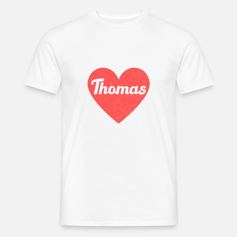 Thomas Nome Cuore Rosso Amore Fan Retrò - T-shirt uomo - bianco