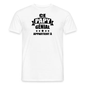 ce papy génial appartient à ( prénom ) - T-shirt homme - blanc - Devant - AI Model Male 178 dark (178cm)