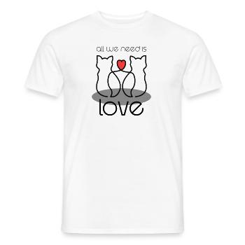 Motiv Süße Katzen mit Herz Form und Spruch - Männer T-Shirt - Weiß - Vorne - AI Model Male 178 dark (178cm)