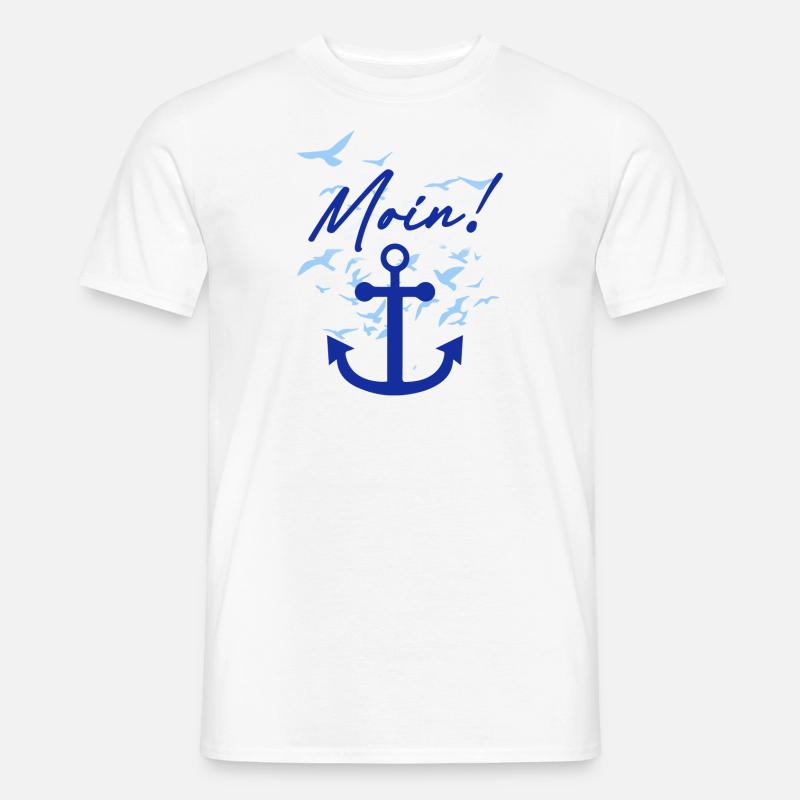moin,möwen,anker,vogelschwarm - Männer T-Shirt - Weiß