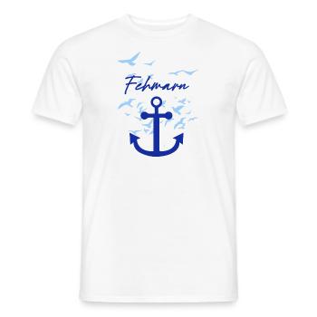 Fehmarn,seagulls,anchors,flock of birds - Men's T-Shirt - white - Front - AI Model Male 178 dark (178cm)