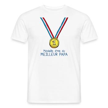 T-shirt Médaille d'or du meilleur papa - T-shirt homme - blanc - Devant - AI Model Male 178 dark (178cm)