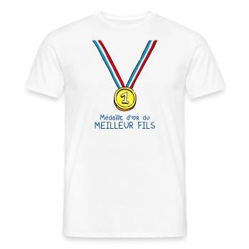 T-shirt Médaille d'or du meilleur fils - T-shirt homme - blanc - Devant - AI Model Male 178 dark (178cm)