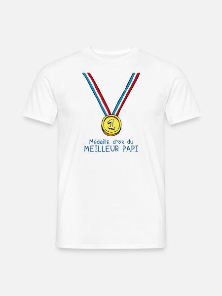 T-shirt Médaille d'or du meilleur papi - T-shirt homme - blanc