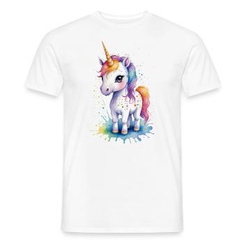 Rainbow Dreams: Kawaii Einhorn Aquarell - Männer T-Shirt - Weiß - Vorne - AI Model Male 178 dark (178cm)