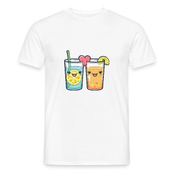 Lemonade Couple Love Drink Heart Valentine's Day - Men's T-Shirt - white - Front - AI Model Male 178 dark (178cm)