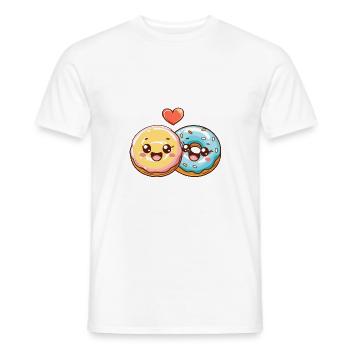Donuts Paar Liebe Herz Valentinstag - Männer T-Shirt - Weiß - Vorne - AI Model Male 178 dark (178cm)