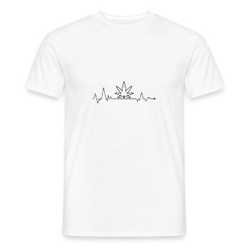 Fréquence cardiaque des feuilles de chanvre Cannabis ECG - T-shirt homme - blanc - Devant - AI Model Male 178 dark (178cm)
