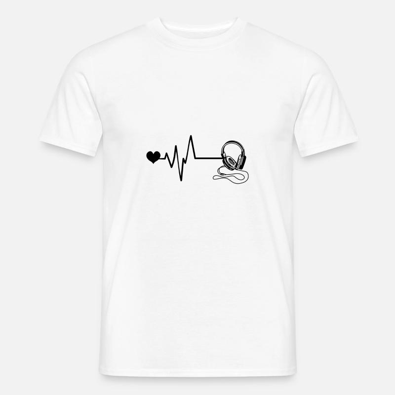 Kopfhörer Puls Liebe - Männer T-Shirt - Weiß