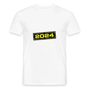 Anniversaire de l’année 2024 - T-shirt homme - blanc - Devant - AI Model Male 178 dark (178cm)