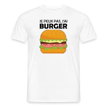 je peux pas j ai burger - T-shirt homme - blanc - Devant - AI Model Male 178 dark (178cm)