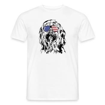 BRIARD Amérique Flag Lunettes de soleil Chiens Wilsigns - T-shirt homme - blanc - Devant - AI Model Male 178 dark (178cm)