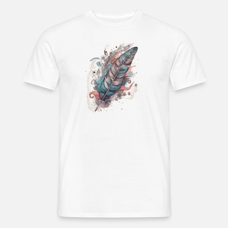 Feder Federn Indianer Geschenk - Männer T-Shirt - Weiß