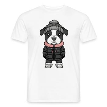 Pit Terrier Hund Winter - Männer T-Shirt - Weiß - Vorne - AI Model Male 178 dark (178cm)