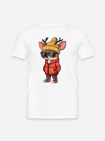 Hirsch Winter - Männer T-Shirt - Weiß