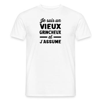 Vieux grincheux et j'assume - Cadeau Humour Marran - Men's T-Shirt - white - Front - AI Model Male 178 dark (178cm)
