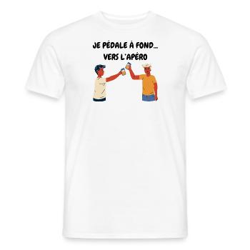 JE PÉDALE À FOND... VERS L’APÉRO - T-shirt homme - blanc - Devant - AI Model Male 178 dark (178cm)