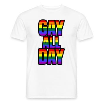 Gay All Day - Men's T-Shirt - white - Front - AI Model Male 178 dark (178cm)