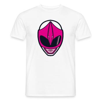 Power Rangers Casque De Ranger Rose Costume - T-shirt homme - blanc - Devant - AI Model Male 178 dark (178cm)