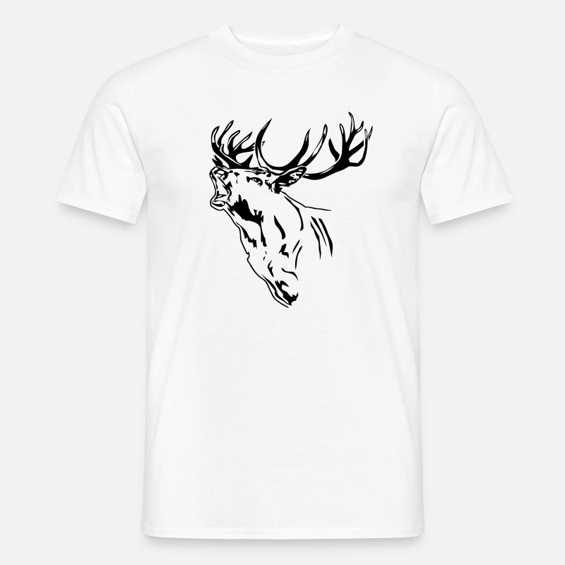 Hirsch - Geweih - Rotwild - Deer - Jagd - Männer T-Shirt - Weiß