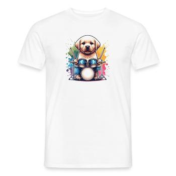 Cool Labrador Drummer - Men's T-Shirt - white - Front - AI Model Male 178 dark (178cm)